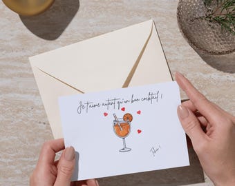 Carte saint valentin humour thème cocktail,carte st-valentin,Carte digitale à imprimer/imprimable PDF, carte saint valentin, carte d’amour
