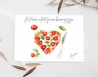 Valentine's Day card humor pizza theme, Valentine's Day card, love card, digital card to print/printable PDF, Valentine's Day