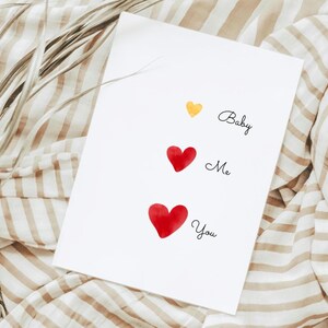 Tarjeta de San Valentín digital, tarjeta de San Valentín para imprimir, tarjeta original de anuncio de embarazo, tarjeta de amor, tarjeta de corazón, tarjeta de San Valentín