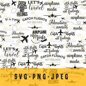 アドベンチャー SVG バンドル、飛行機 SVG セット、旅行 SVG、アウトドア クリップアート、デジタル ダウンロード、T シャツ用 PNG ファイル、スクラップブッキング、クリカット デザイン