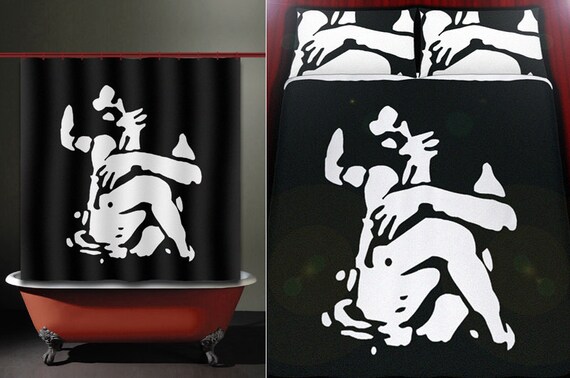 Sexy Gays Besos Amor Arte Ducha Cortina Duvet Cubierta Estera Etsy