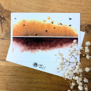 Warm Horizon - Aquarell handgemalt | A6 Fine Art Print auf 100% feinstem Baumwollpapier
