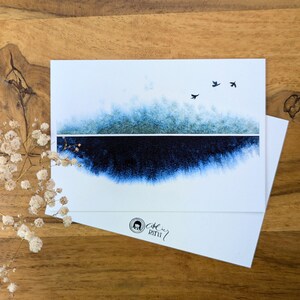 Blue Horizon - Aquarell handgemalt | A6 Fine Art Print auf 100% feinstem Baumwollpapier