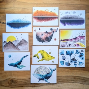 Set di 10 acquerelli dipinti a mano | Stampe Fine Art | Stampe Fine Art A6 su carta 100% cotone pregiato