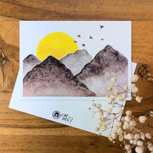 Tranquillità dipinta a mano con acquerello | Stampa Fine Art A6 su carta di cotone pregiato al 100%