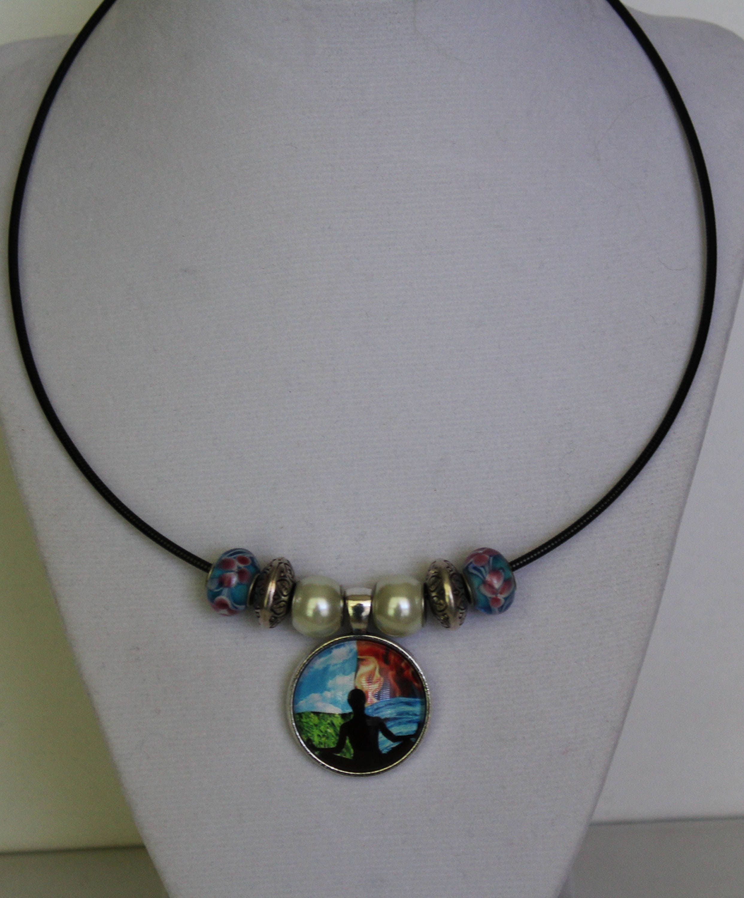 Chakra Halskette Edelstahl - 7 Chakren Yoga Schmuck Verstellbar