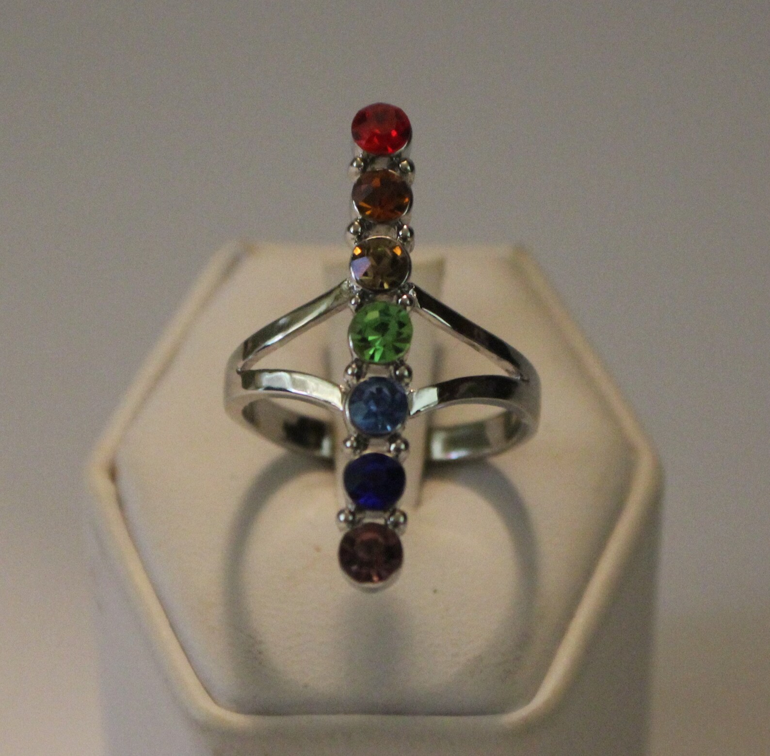Chakra Ring/silver & Crystal Chakra Ring/reiki Ring/adjustable Etsy