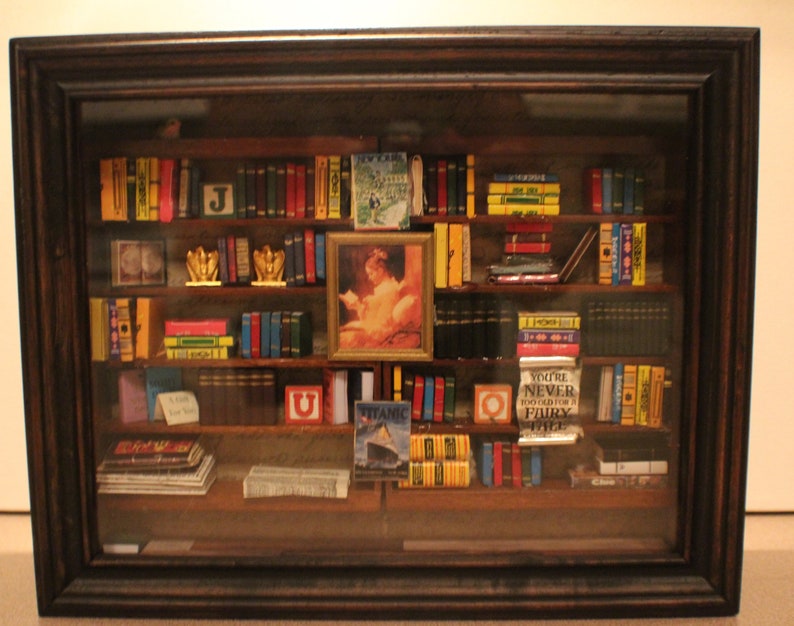 Miniature Library Shadow Box Art 1 12 Scale Room Image 0