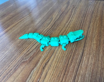 3D-geprinte alligator/krokodil, gelede ledematen en mond, flexibel, peuterkamerdecor, kinderspeelgoed, boekenplankdecor