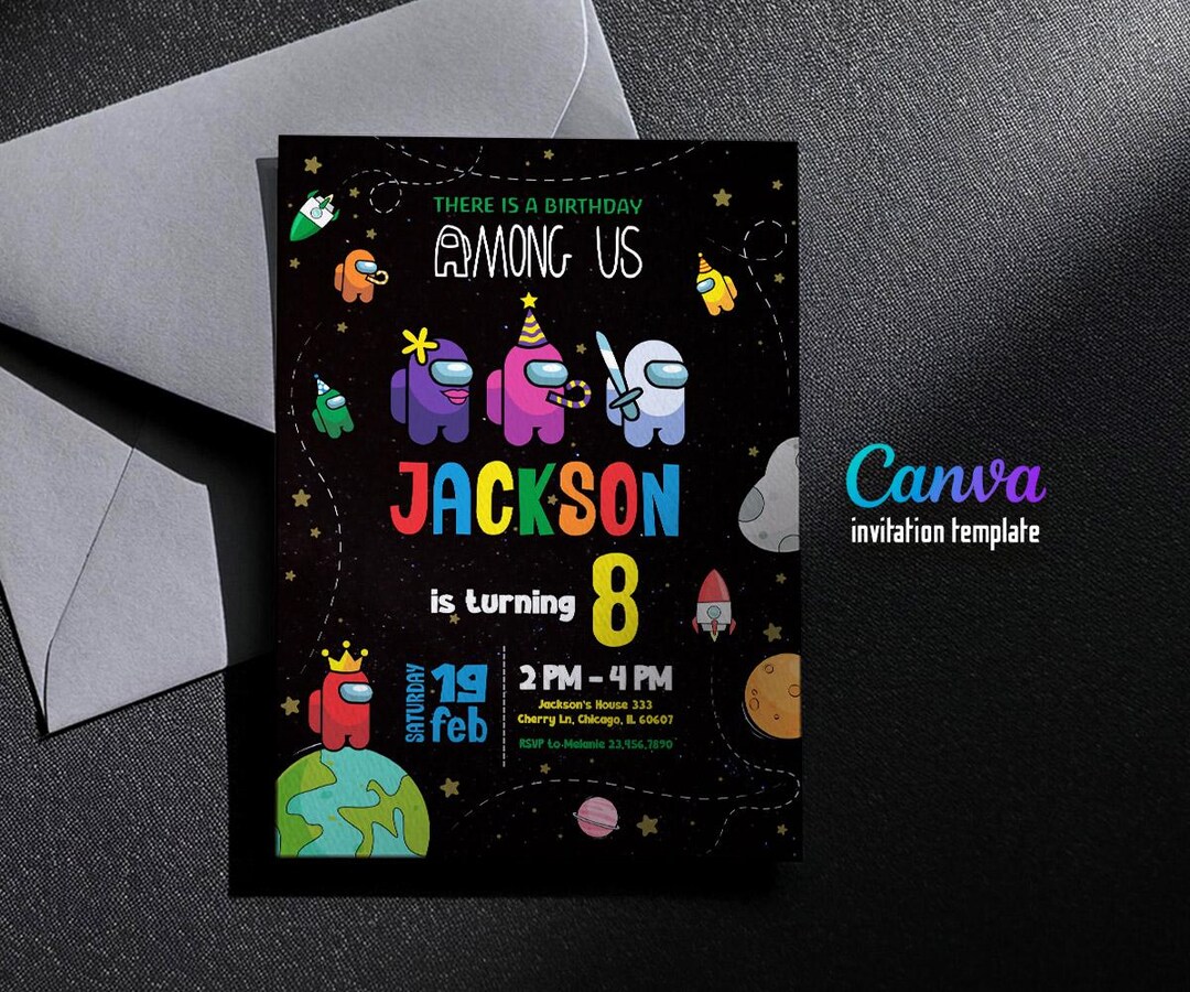 Among Us Birthday Party Invitation Template, Among Us Birthday Invitate ...