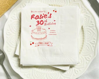 Custom Birthday Napkins, Custom Wedding Cocktail Paper Napkins, Birthday Napkins,Custom Napkins, Custom  Cocktail Napkins, Engagement Party