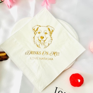 Tovaglioli per animali domestici, tovaglioli personalizzati, tovaglioli per matrimonio con cani illustrati personalizzati, tovaglioli per cani personalizzati, tovaglioli per animali domestici in alluminio, tovaglioli per cocktail per cani, bomboniere