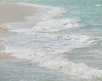 Sanibel Island Beach Waves Photography, Blue Green Ocean Art
