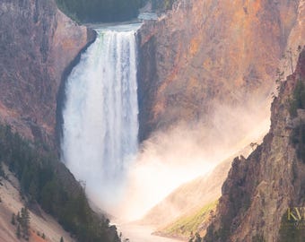 Yellowstone Photo, Waterfall Print, National Park Wall Art, Landscape Art