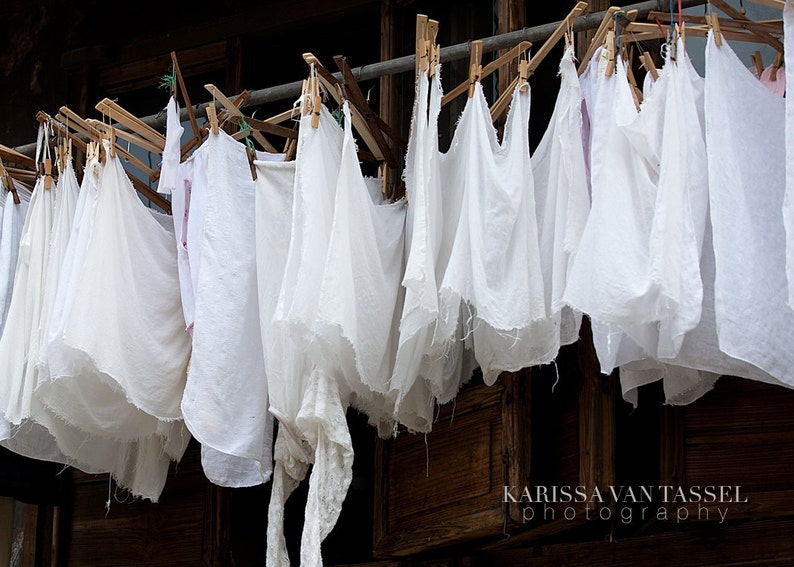 Laundry Wall Art China Photograph White Linen Clothespins Wanderlust Linen Travel Photography White Linens Wall Art China Photo