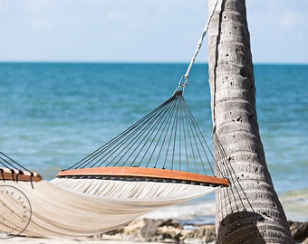 Key West Beach Photo, Hammock on Blue Ocean, Beach House Art