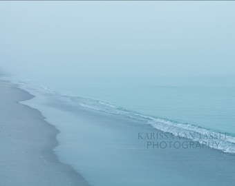 Sanibel Island Beach Photo, Foggy Ocean Waves, Coastal Wall Art