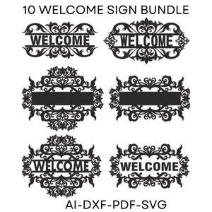 10 CNC Welcome Sign Files | Laser Cutting, Engraving , CNC Router Designs |  Digital Download for Home , Event Decor