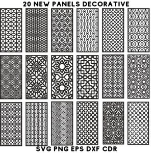 20 Decorative CNC Panel Designs | Plasma Cutting Files | dxf,svg,eps | Ready-to-Cut Metal & Wood Panels