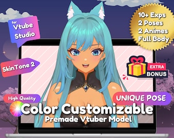 Premade Vtuber Model, Vtuber Model, Vtuber, Live2d Vtuber Model, Color Customizable Vtuber Model, Commercial use, Full Body Rigged