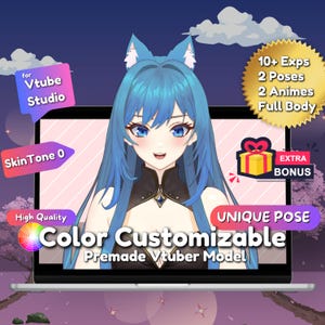 Premade Vtuber Model, Vtuber Model, Vtuber, Live2d, Live2d Vtuber Model, Color Customizable Vtuber Model, Vtuber Model Premade, 2D Vtuber
