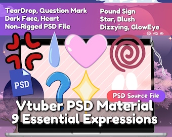 Expresiones Vtuber PSD, archivo PSD Vtuber, archivo PSD sin manipular, recursos Vtuber, modelo Vtuber, Vtuber, modelo live2d, live2d vtuber, Live2d PSD
