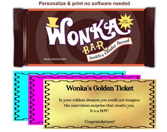 Willy Wonka Gender Reveal Digital Download Party Invitation golden ticket Corjl Willy Wonka Inviation willy wonka party favor baby shower