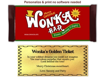 Willy Wonka Christmas gift Favor Digital Download golden ticket Corjl Willy Wonka Thank You Tag willy wonka christmas favor teacher gift