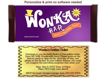 Willy Wonka Birthday Invitation Digital Download Party Invitation golden ticket Corjl Willy Wonka Inviation willy wonka party favor