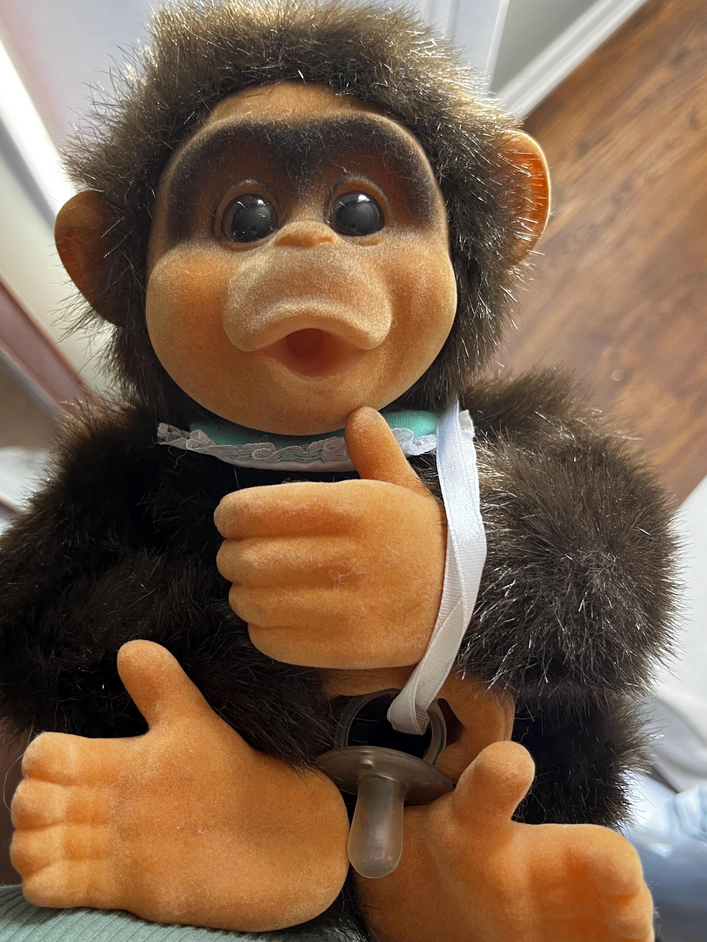 Hosung Little Lost Monkey Soft Toy With Dummy Vintage 1990s