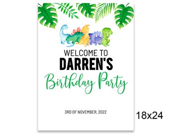 Dinosaur Birthday welcome sign Digital Download Dinosaur Invitation Dinosaur welcome Dinosaur Party corjl Boy Birthday dino