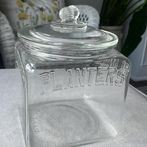 Vintage 1930S Planters Peanuts General Store Counter Square Glass Jar as is