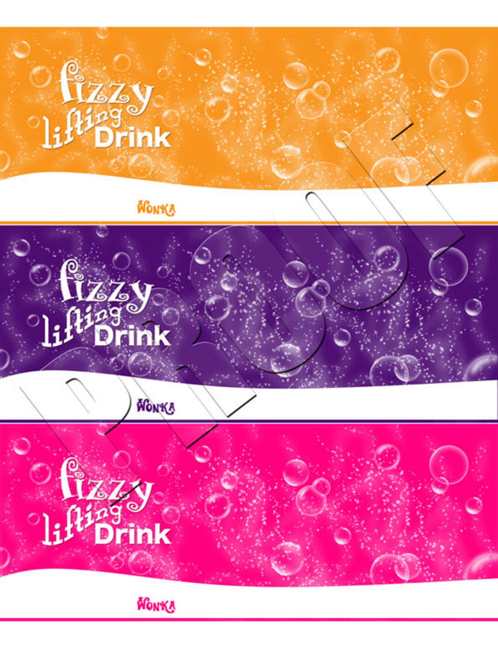 WILLY WONKA Fizzy Lifting Drink Label Instant Download Pop Label for