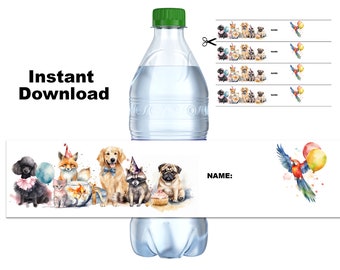 Adopt a Pet water bottle Label instant download Drink Label pop label for adopt a pet birthday party matches invitation party animal