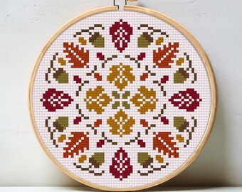 Autumn Leaves Cross Stitch Pattern