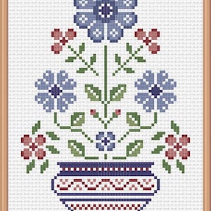 Cornflower Arrangement Cross Stitch Pattern