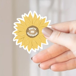 Sticker sunflower imperméable, autocollant plante verte botanique, laptop & gourde, cadeau amoureux de plantes, sticker floral, tournesol