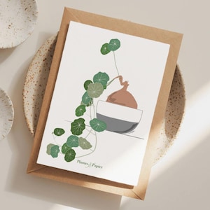 Carte postale avec enveloppe - Affiche plante, illustration végétale, botanique, décoration, art, carte vintage, plantes et papier