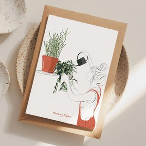 Carte postale avec enveloppe - Affiche plante, illustration végétale, botanique, décoration, art, carte vintage, plantes et papier