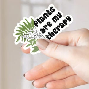 Sticker plants therapy imperméable, autocollant plante verte botanique, laptop & gourde, cadeau amoureux de plantes, sticker floral