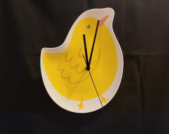 Upcycled baby chick wall clock