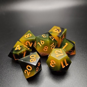 Handmade Resin Dice Set: Sharp Edge Polyhedral DnD Dice