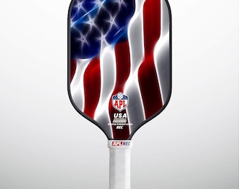APL Wavy American Flag Pickleball Paddle - Carbon Fiber & Fiberglass Racket, Patriotic USAPA Approved Sports