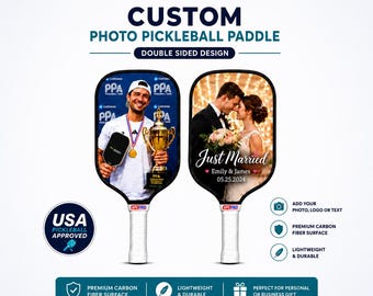 Benutzerdefiniertes Foto-Logo-Text-Pickleball-Paddle - Personalisierter Premium-Schläger aus Kohlefaser, USAPA-zertifiziertes Thermogeformtes