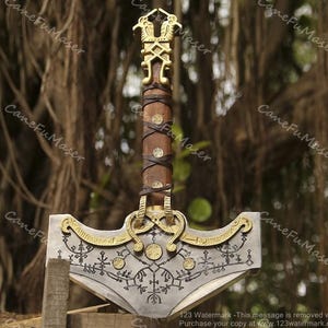 Martillo Mjolnir de los vikingos, Dios de la guerra, Martillo de Thor, Dios del trueno, Ragnarok, Kratos, réplica de las Espadas gemelas del caos, regalo de Navidad para él, novio de boda
