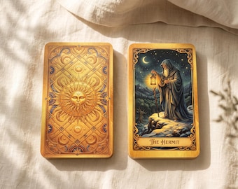 Golden Star Tarot Deck, Celestial Artwork, Fantasy Oracle Cards, Gold Edges, 78 Cards