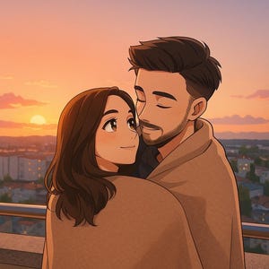 Anime Illustration from Photo, Couple Portrait, Special Gift for Wife, Husband, Girlfriend or Boyfriend, Custom Manga Print, Anime Portrait