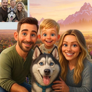 Cartoon Character Portrait, Draw Couple, Family, Pet from Photo, Custom Cartoon, Digital File, Ready in 24 Hours, Personalized Artwork