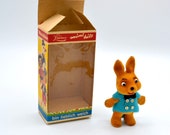 Vintage Limmer West Germany Flocked Animal Toy In Box - Bunny Rabbit Ornament Figurine