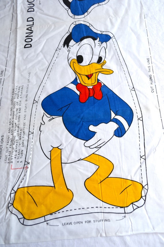 Vintage Donald Duck Doll Pillow Panel To Sew And Stuff Craft Etsy